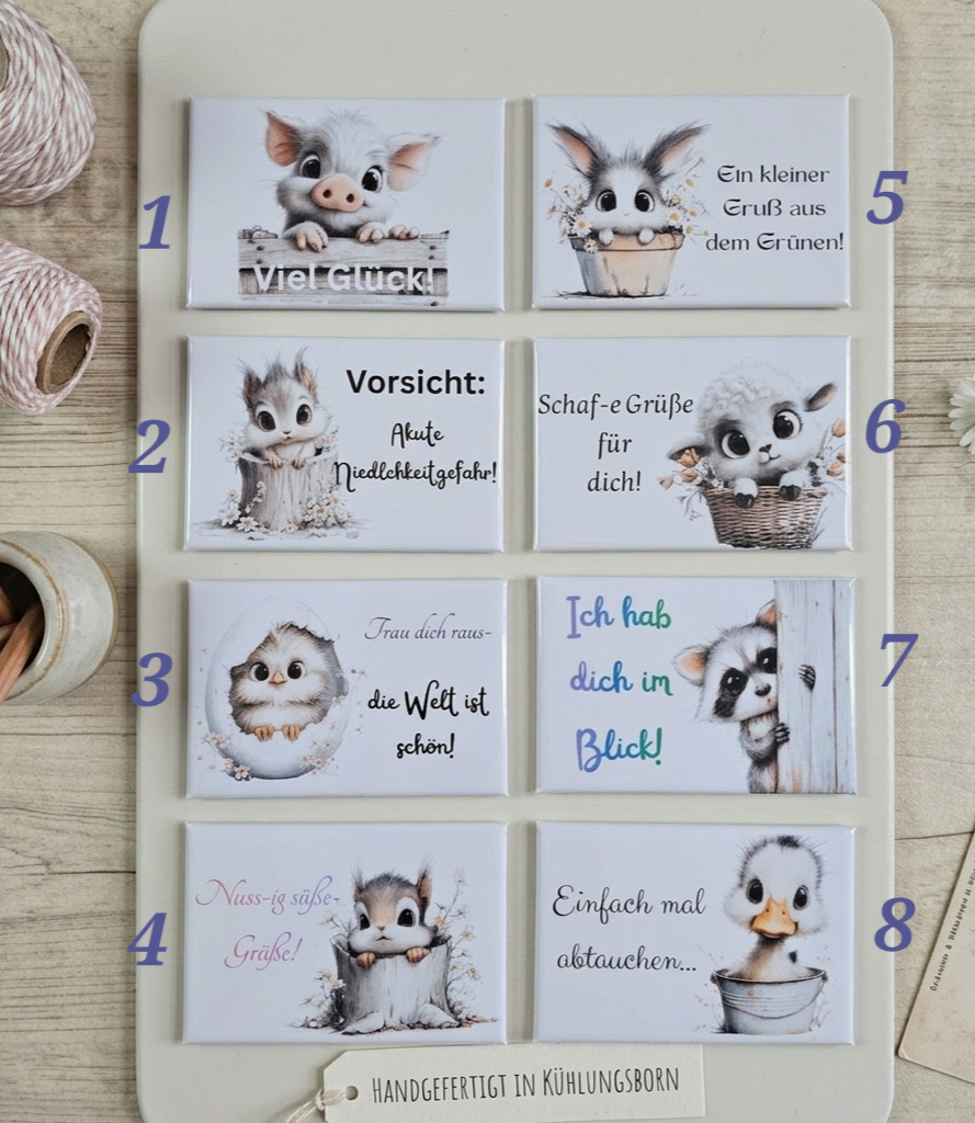 Kühlschrankmagnete mit Spruch & Tiermotiven Weihnachten - Motiv nach Wahl