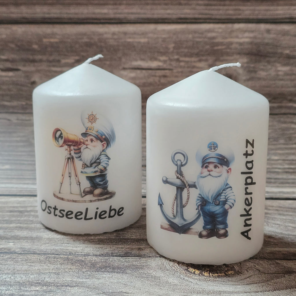 Küsten-Duo im Set : 2er Set handveredelte Gnom-Kerzen ⚓✨