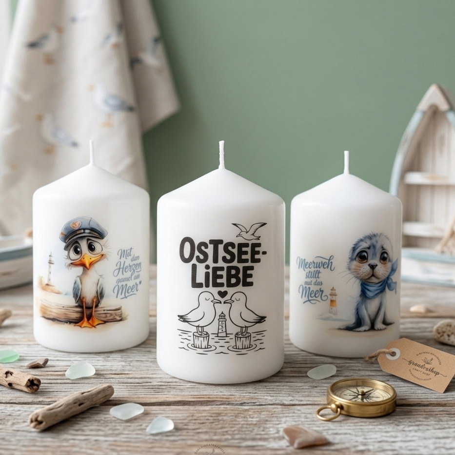 Küstenzauber für dein Zuhause-Handveredelte Kerzen mit Herz