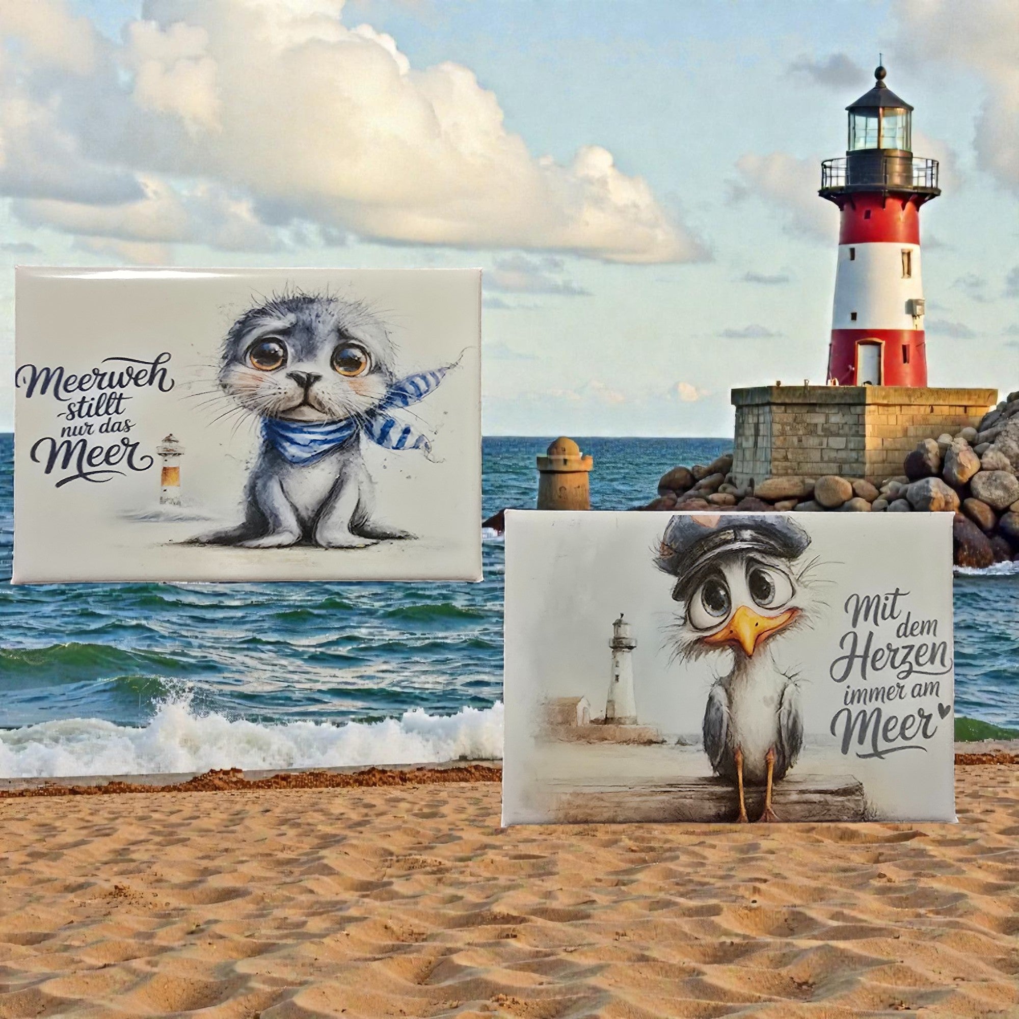 Maritime Magnete 2er - Set- Farbfrohe Unikate & Fotomagnete⚓✨