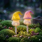 Gartenstecker Zwergen-Pilzhäuschen" mit LED-Zauberhaftes Leuchten für das Beet & Balkon