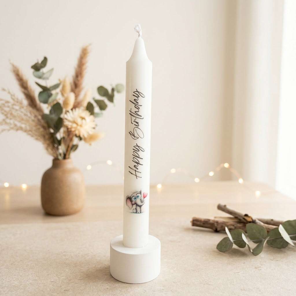 Bedruckte Stabkerze mit Motiv & Spruch