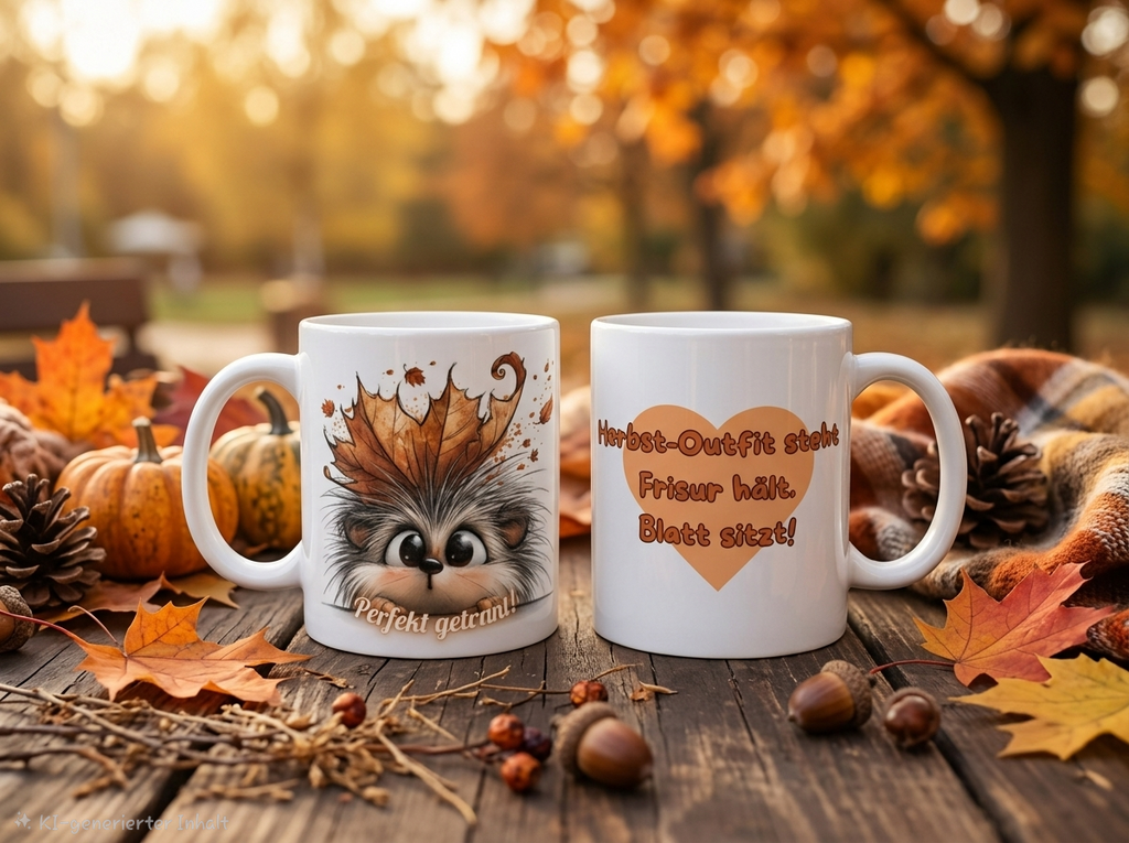 Herbst & Halloween Keramiktasse mit Spruch (330 ml)