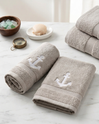 Maritimes 2er-Set Gästehandtücher „Moin & Anker“ o. Anker– Bestickt, Edles Design