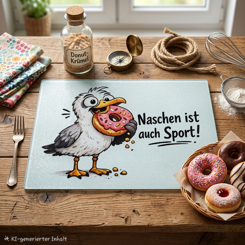 Frühstücksbrettchen aus Glas maritim – handveredelt mit Küstenmotiv