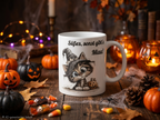 Herbst & Halloween Keramiktasse mit Spruch (330 ml)