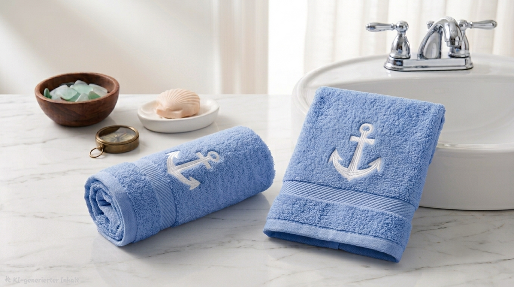 Maritimes 2er-Set Gästehandtücher „Moin & Anker“ o. Anker– Bestickt, Edles Design