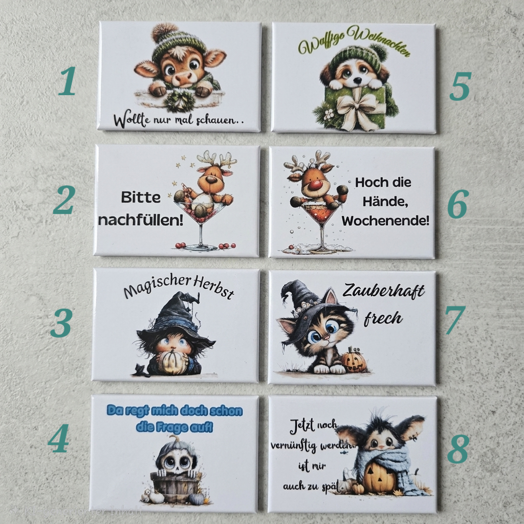 Kühlschrankmagnete mit Spruch & Tiermotiven Weihnachten - Motiv nach Wahl