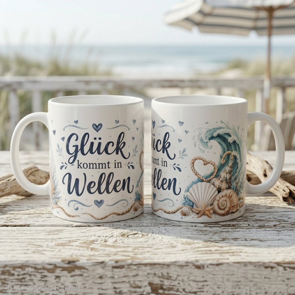 Maritime Keramikbecher-Kollektion „Meeresbrise“