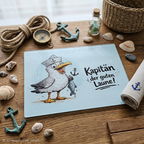 Frühstücksbrettchen aus Glas maritim – handveredelt mit Küstenmotiv