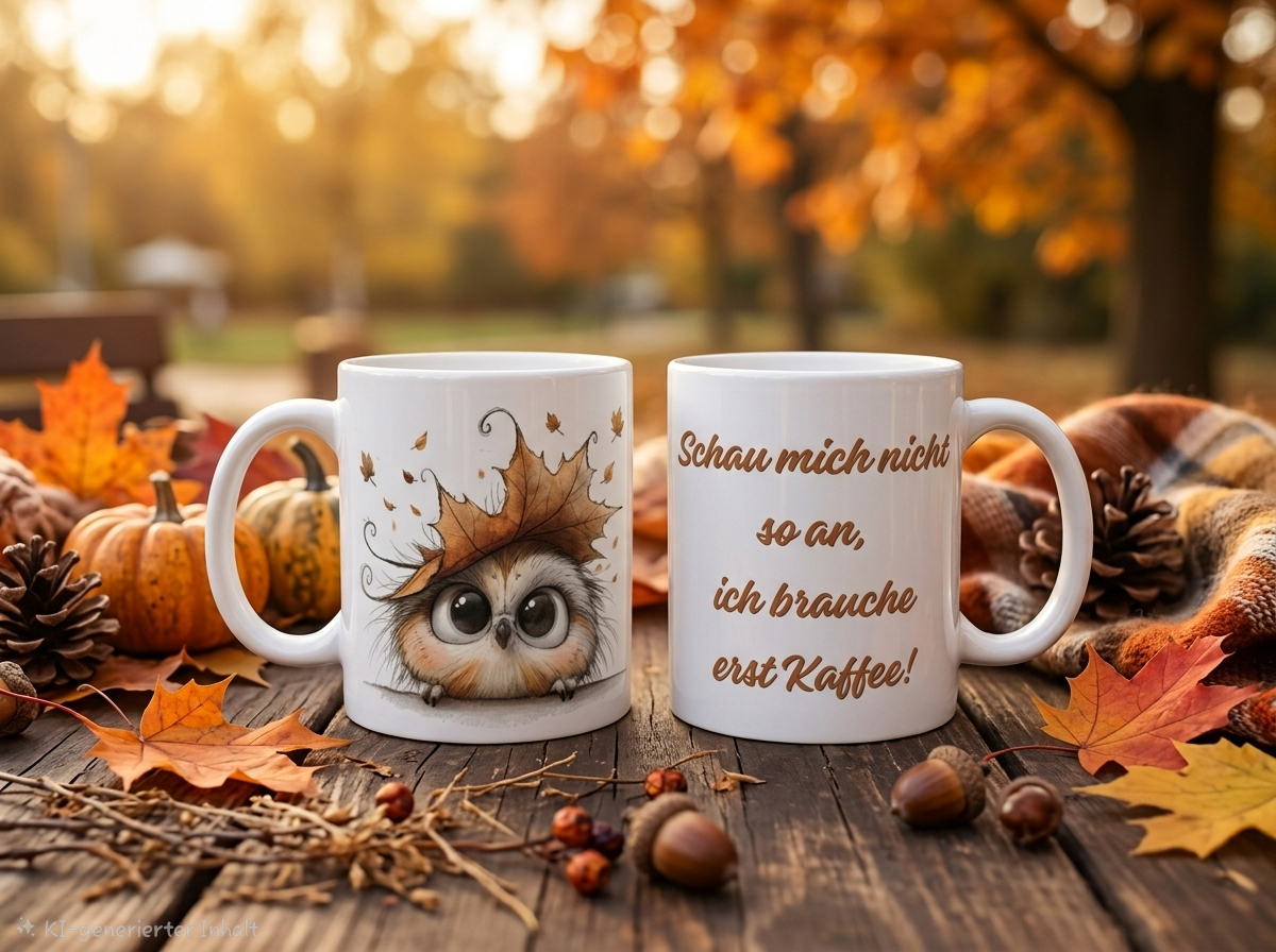Herbst & Halloween Keramiktasse mit Spruch (330 ml)
