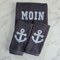 Maritimes Handtuch-Set „MOIN“ – 3-teilig, mit Anker-Applikation