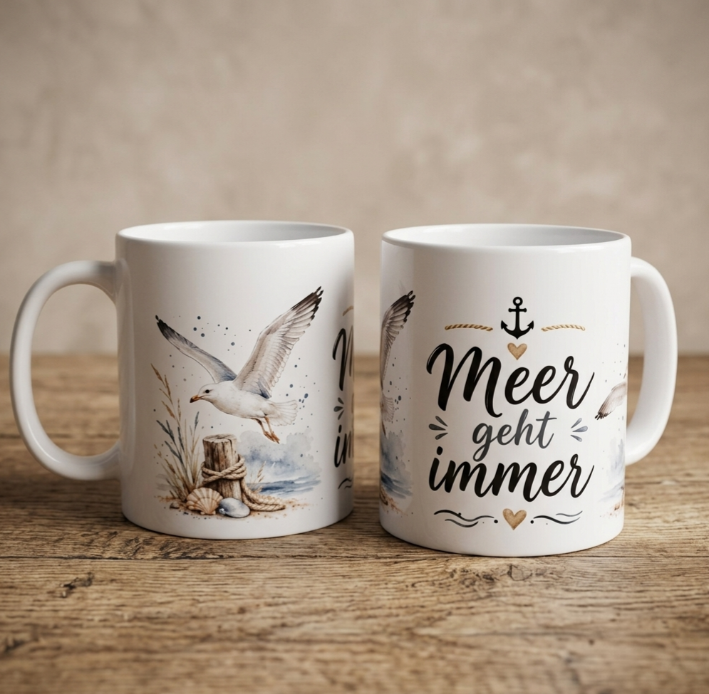 Maritime Keramikbecher-Kollektion „Meeresbrise“