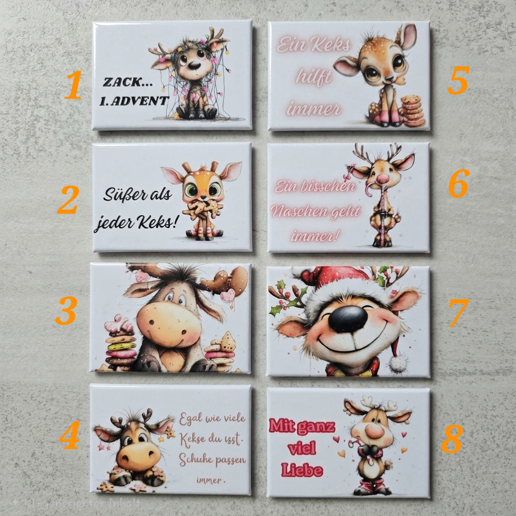 Kühlschrankmagnete mit Spruch & Tiermotiven Weihnachten - Motiv nach Wahl