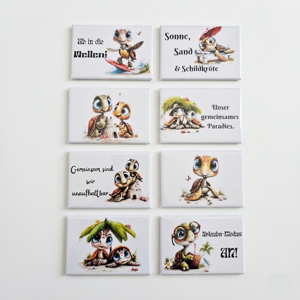 8er-Set Premium Magnete "Süße Tiergrüße & Küsten-Vibe"-Handgefertigt in Kühlungsborn